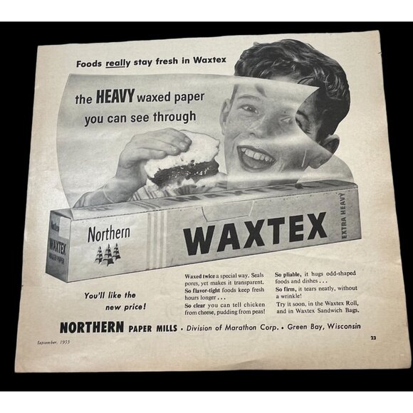 Northern Waxtex Vintage Print Ad 1950s Heavy Wax Paper Kitchen Wall Art Decor - Picture 7 of 7